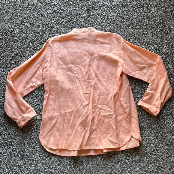 Vintage Chadwicks 100% Linen Peachy Pink Button Down Blouse Women 14 Cottagecore - Picture 4 of 6